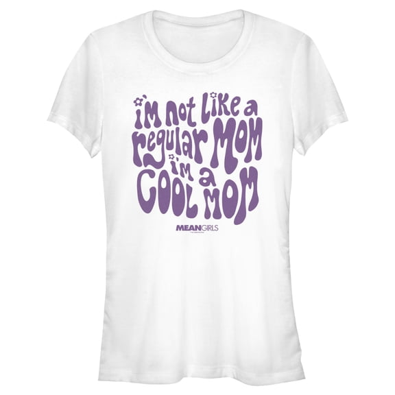 Junior's Mean Girls I'm Not a Regular Mom Retro Purple Graphic Tee White Medium
