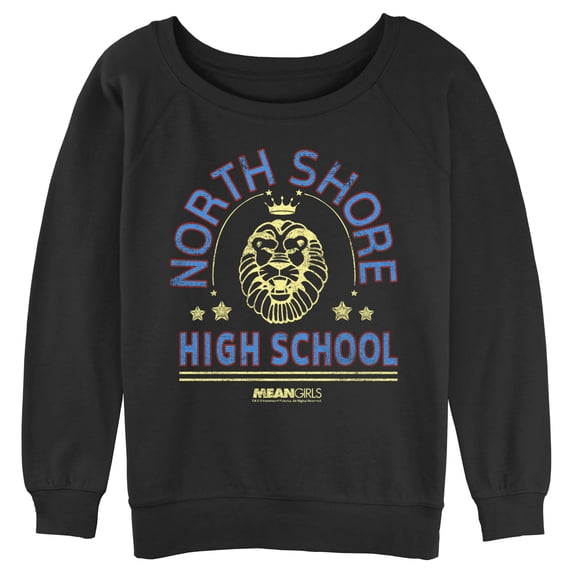 Junior's Mean Girls North Shore High School Logo Distressed Sweatshirt Black Medium