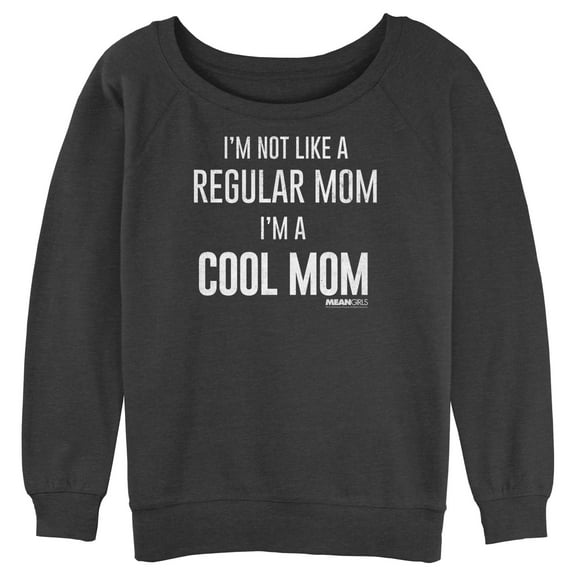 Junior's Mean Girls Not a Regular Mom I'm a Cool Mom Sweatshirt Charcoal Heather Medium