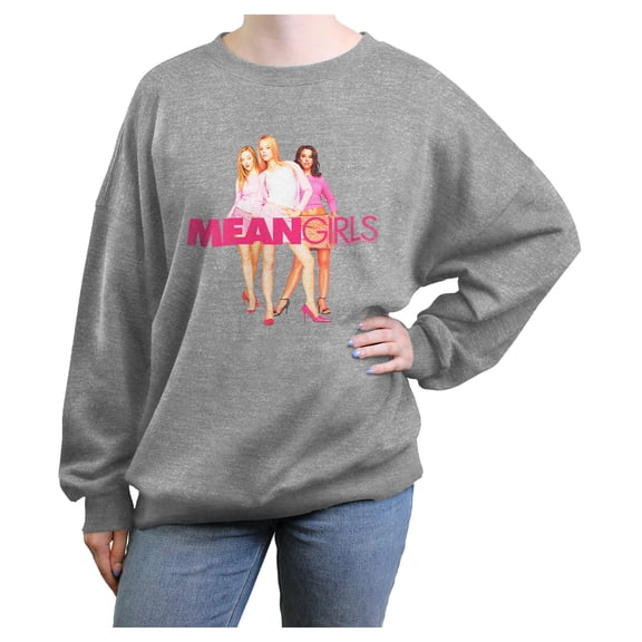 Junior's Mean Girls The Plastics Group Shot Sweatshirt Heather Gray Large