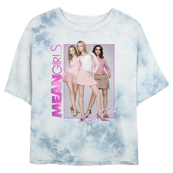 Junior's Mean Girls The Plastics Totally Fetch Poster Graphic Crop T-Shirt White/Blue Small