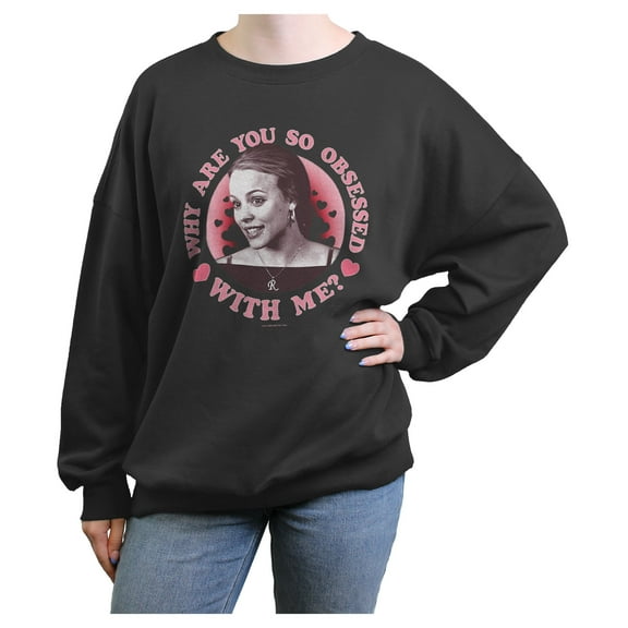 Junior's Mean Girls Valentine's Day Why Are You So Obsessed With Me Sweatshirt Charcoal Medium