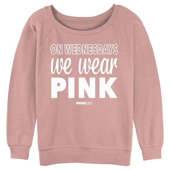 Junior's Mean Girls We Wear Pink Quote Sweatshirt Desert Pink 2X Large