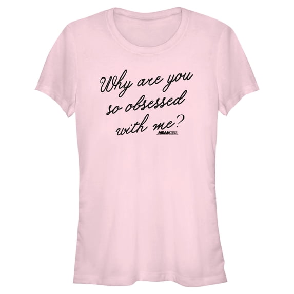 Junior's Mean Girls Why Are You So Obsessed With Me Quote Graphic Tee Light Pink 2X Large