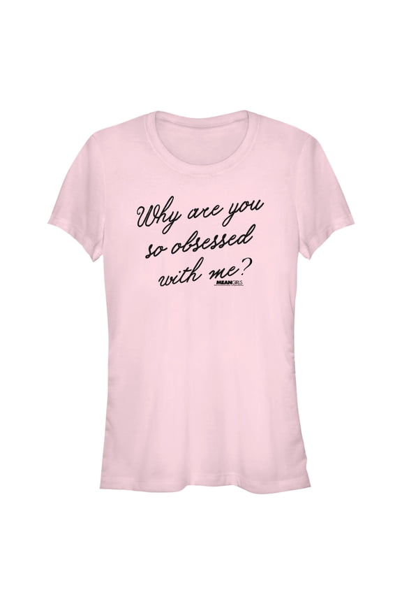 Junior's Mean Girls Why Are You So Obsessed With Me Quote Graphic Tee Light Pink Medium