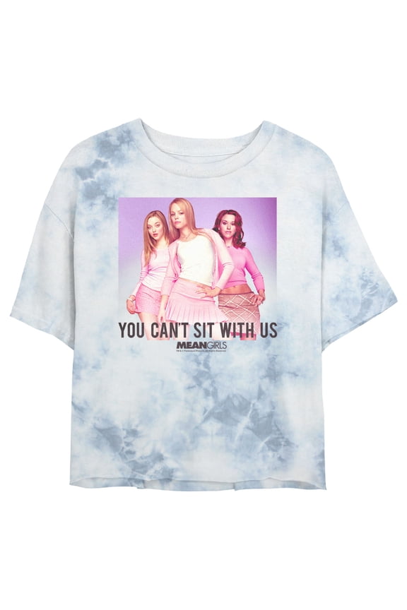 Junior's Mean Girls You Can't Sit With Us Poster Crop Graphic Tee White/Blue Small