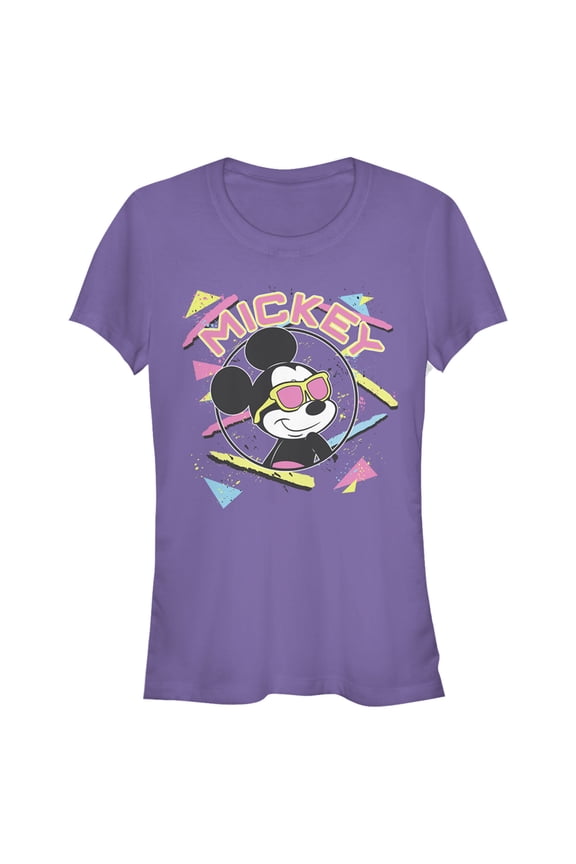 Junior's Mickey & Friends 90s Sunglasses Mickey Graphic Tee Purple Large