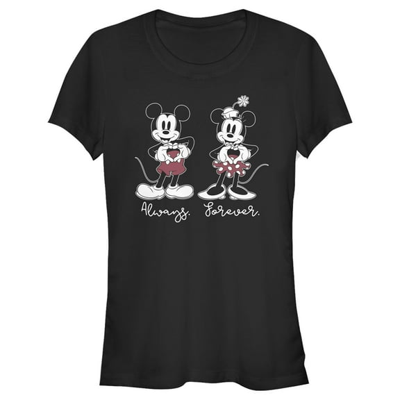 Junior's Mickey & Friends Always Forever  Graphic Tee Black Large