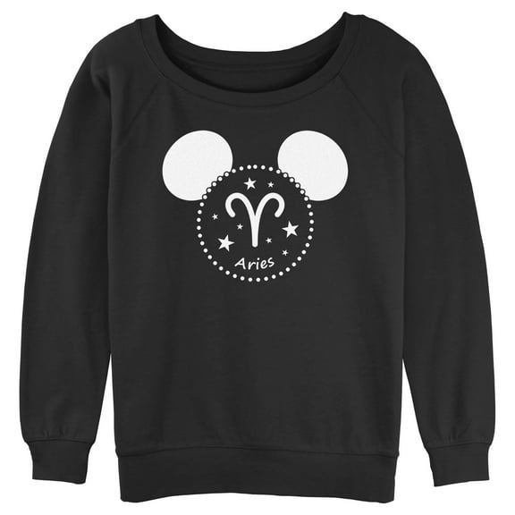 Junior's Mickey & Friends Aries Silhouette  Sweatshirt Black Small