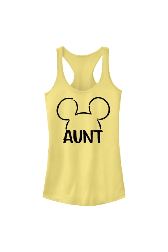 Junior's Mickey & Friends Aunt Line Ears Racerback Tank Top