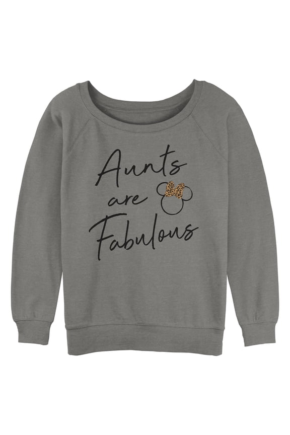 Junior's Mickey & Friends Aunts Are Fabulous Sweatshirt Gray Heather Small