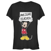 Juniors Mickey & Friends Awesome Teacher Sign Graphic Tee Black Large
