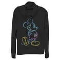 thumbnail image 1 of Junior's Mickey & Friends Bright Neon Mickey Mouse Outline Cowl Neck Sweatshirt Black Large, 1 of 4