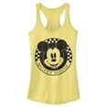 thumbnail image 1 of Junior's Mickey & Friends Checkered Mickey Mouse Portrait Racerback Tank Top Banana X Large, 1 of 4