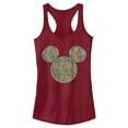 thumbnail image 1 of Junior's Mickey & Friends Cheetah Print Mickey Mouse Logo  Racerback Tank Top Scarlet X Large, 1 of 4