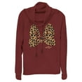 thumbnail image 1 of Junior's Mickey & Friends Cheetah Print Minnie Mouse Bow  Cowl Neck Sweatshirt Scarlet X Large, 1 of 3
