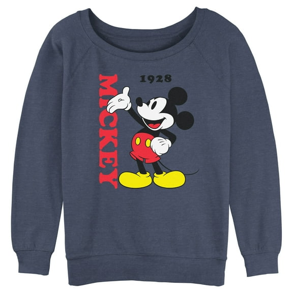 Junior's Mickey & Friends Classic 1928 Mousey Sweatshirt Blue Heather X Large