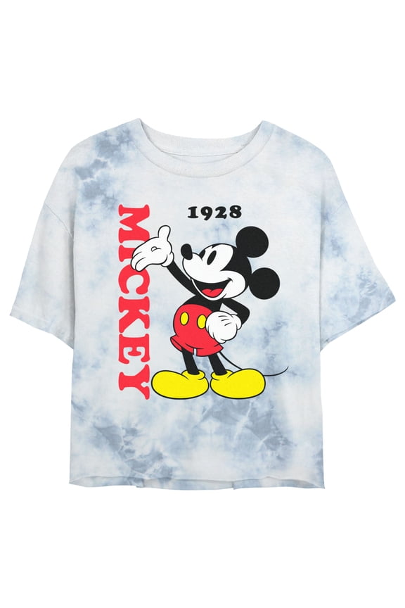 Junior's Mickey & Friends Classic Mousey Graphic Crop T-Shirt White/Blue Small