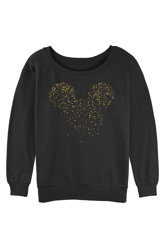 Junior's Mickey & Friends Confetti Logo Sweatshirt Black Large