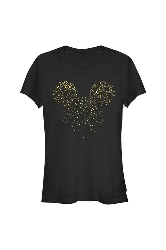 Junior's Mickey & Friends Confetti Mickey Mouse Logo Graphic Tee Black Large