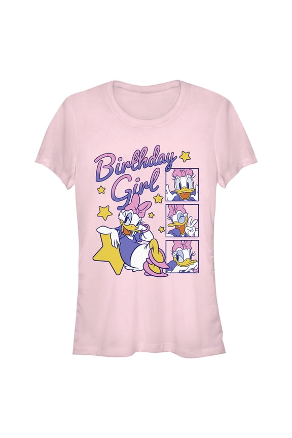 Junior's Mickey & Friends Daisy Duck Birthday Star Girl Graphic Tee Light Pink X Large
