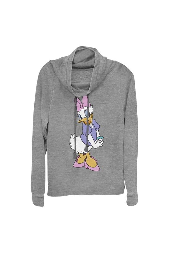 Junior's Mickey & Friends Daisy Duck Classic Pose Cowl Neck Sweatshirt