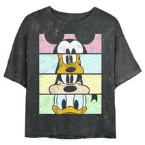 Junior's Mickey & Friends Distressed Group Cropped Portraits Crop Graphic Tee Black Small