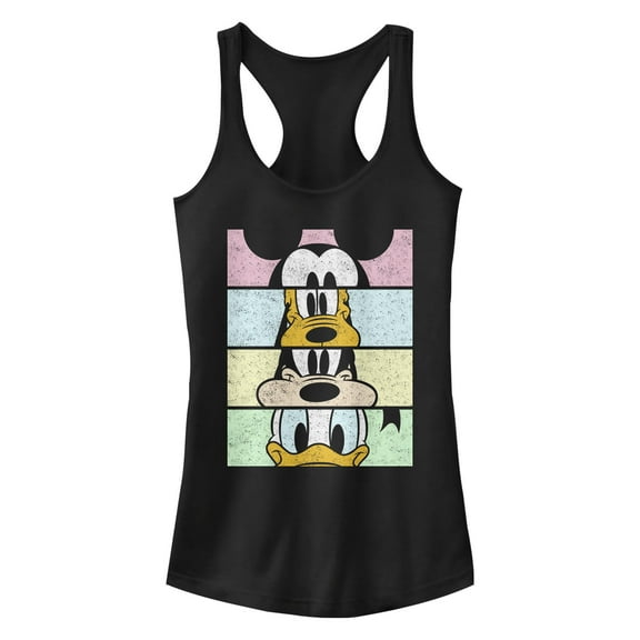 Junior's Mickey & Friends Distressed Group Cropped Portraits Racerback Tank Top