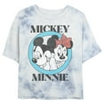 thumbnail image 1 of Junior's Mickey & Friends Distressed Mickey and Minnie Circle Logo Crop Graphic Tee White/Blue Large, 1 of 3