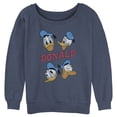 thumbnail image 1 of Junior's Mickey & Friends Donald Duck Faces Sweatshirt Blue Heather Small, 1 of 4