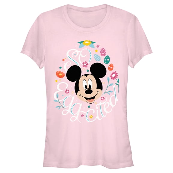 Junior's Mickey & Friends Easter So Egg-Cited Graphic Tee Light Pink Large