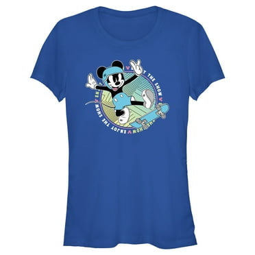 Junior's Mickey & Friends Enjoy the Skateboard Show  Graphic Tee Royal Blue Large
