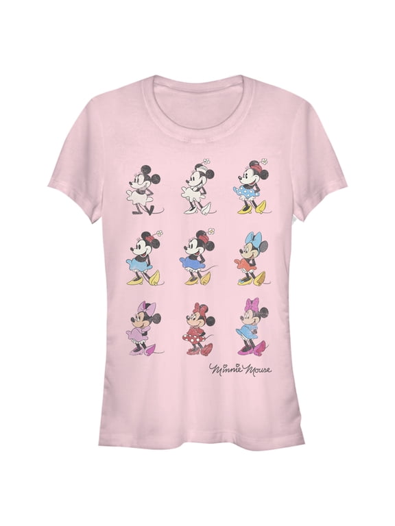 Junior's Mickey & Friends Evolution of Minnie Mouse Graphic Tee Light Pink Medium