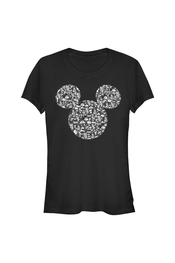 Junior's Mickey & Friends Filled With Faces  Graphic Tee Black Medium