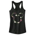 thumbnail image 1 of Junior's Mickey & Friends Floral Logo Racerback Tank Top Black Small, 1 of 5