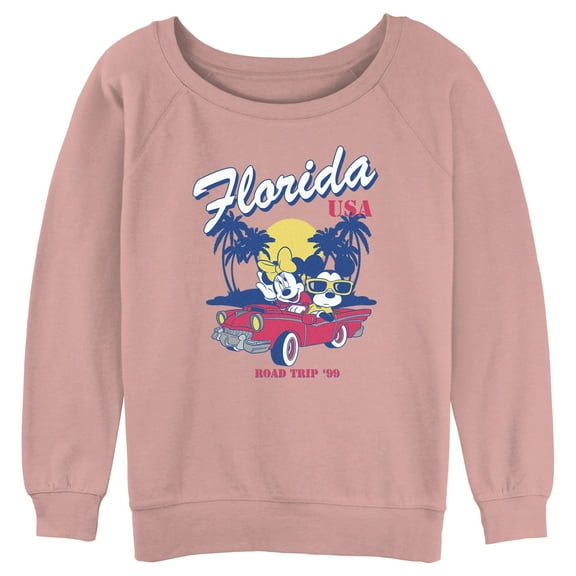 Junior's Mickey & Friends Florida Road Trip  Sweatshirt Desert Pink Large