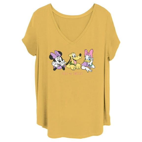 Junior's Mickey & Friends Full of Smiles  Graphic Tee Ochre 2X