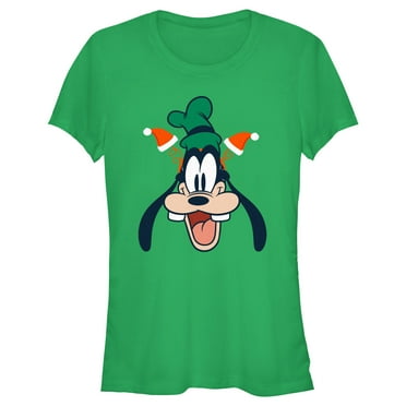 Junior's Mickey & Friends Goofy Christmas Ears  Graphic Tee Kelly Green X Large