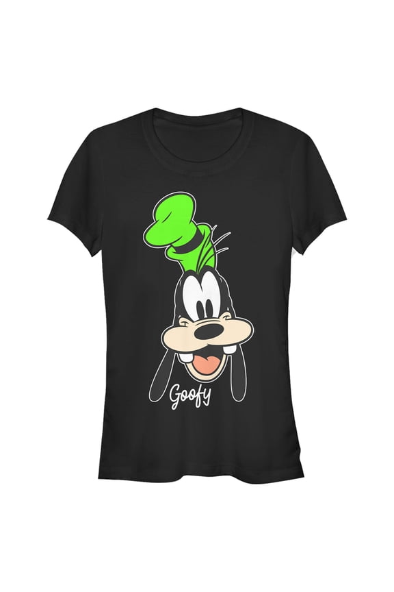 Junior's Mickey & Friends Goofy Portrait  Graphic Tee Black Small