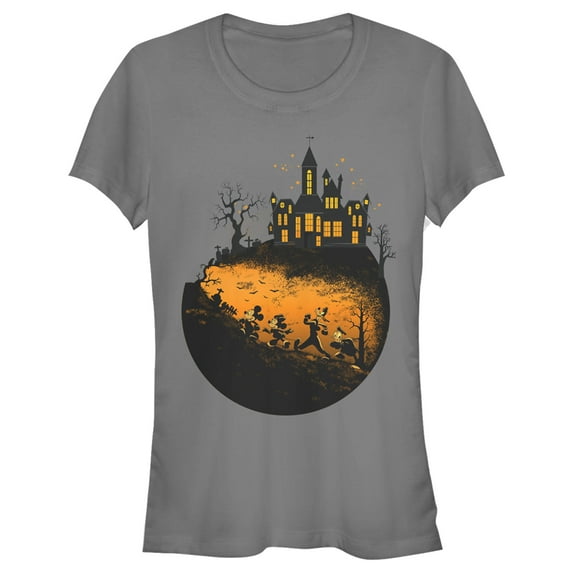 Junior's Mickey & Friends Halloween Haunted Mansion Graphic Tee Charcoal X Large
