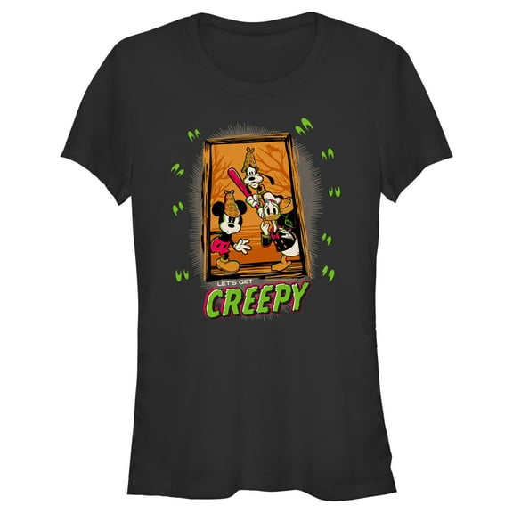 Junior's Mickey & Friends Halloween Let's Get Creepy Graphic Tee Black 2X Large