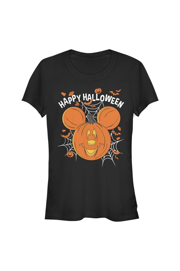 Junior's Mickey & Friends Halloween Mouse-O'-Lantern Graphic Tee Black Large