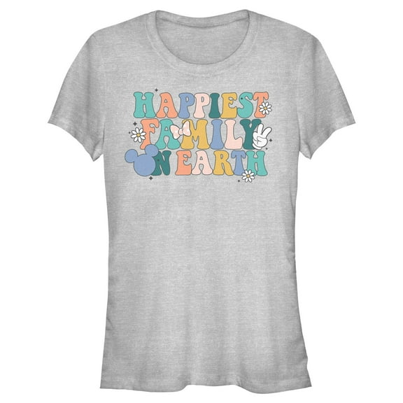 Junior's Mickey & Friends Happiest Family On Earth Graphic T-Shirt