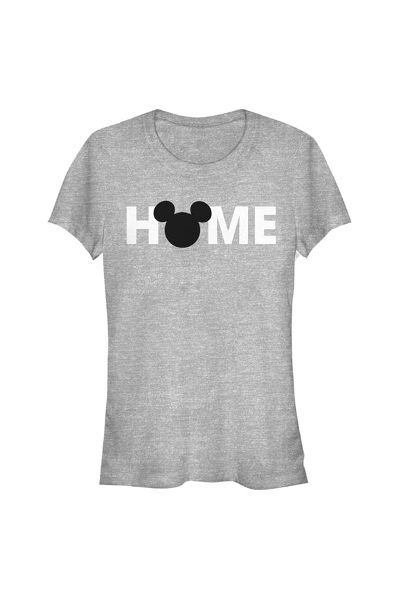 Junior's Mickey & Friends Home Mickey Mouse Logo Graphic Tee Athletic Heather Large