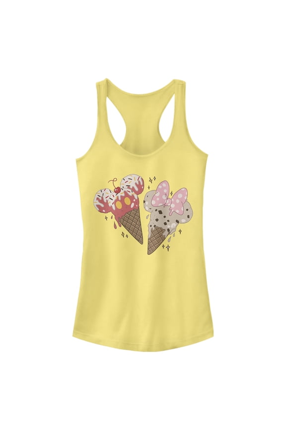 Junior's Mickey & Friends Ice Cream Lovers Racerback Tank Top Banana X Small
