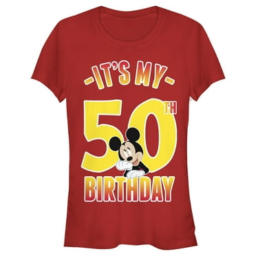 Junior's Mickey & Friends It's My 50th Birthday  Graphic Tee Red Small