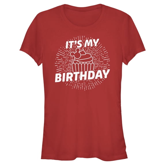 Junior's Mickey & Friends It's My Birthday Cupcake Graphic Tee Red X Large