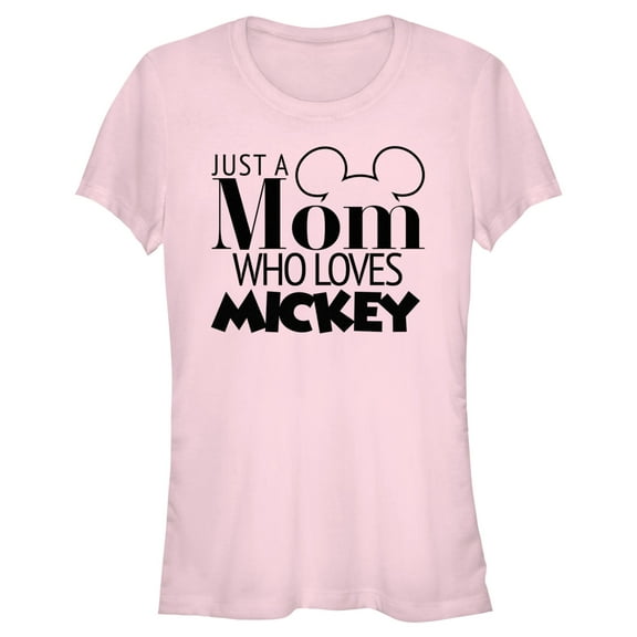 Junior's Mickey & Friends Just a Mom Who Loves Mickey Graphic Tee Light Pink 2X Large