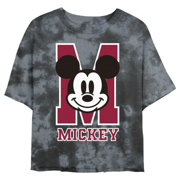 Junior's Mickey & Friends M Collegiate Mickey Logo Crop Graphic Tee Black/Charcoal Small