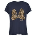 thumbnail image 1 of Junior's Mickey & Friends Mickey & Minnie Mouse Cheetah Print Bow Signature  Graphic Tee Navy Blue X Large, 1 of 2